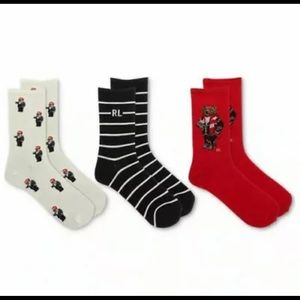 Polo Ralph Lauren Women's 3- pk Boxed Socks Hot Cocoa Bear Box